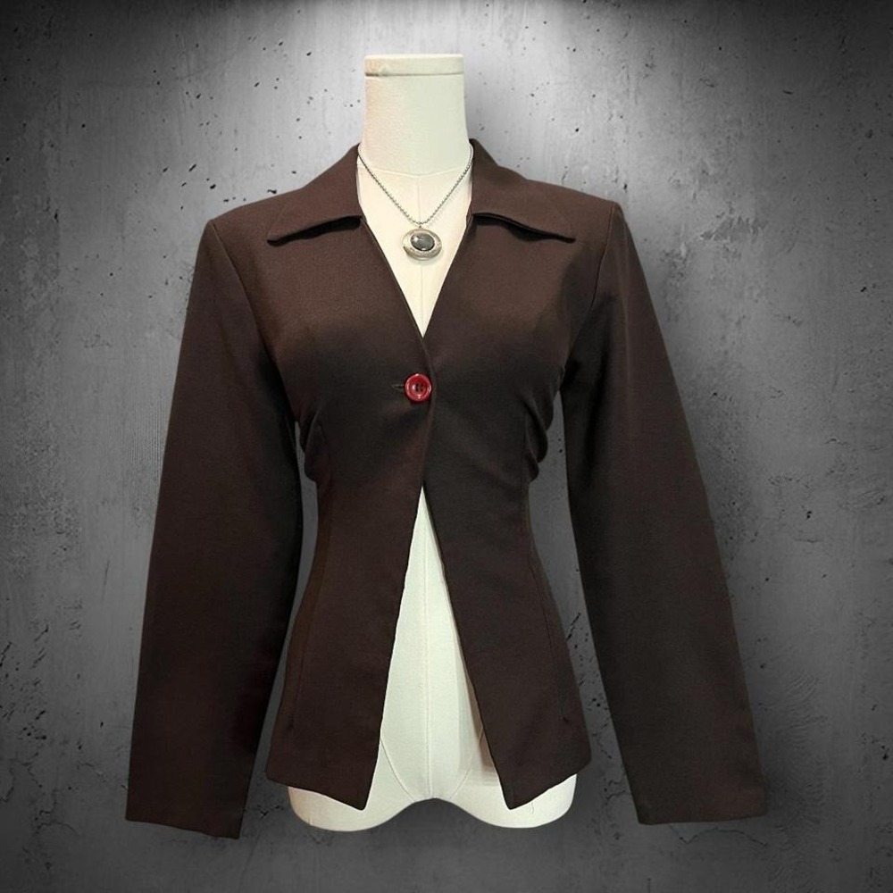 Vintage Rampage Y2K Brown Tailored Academia Long Sleeve Collared Blazer Jacket
